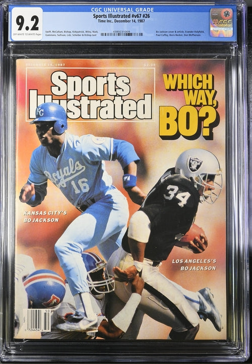 1987 Sports Illustrated Magazine Graded CGC 9.2 Bo Jackson Cover 1st Pro Cover Newsstand Edition