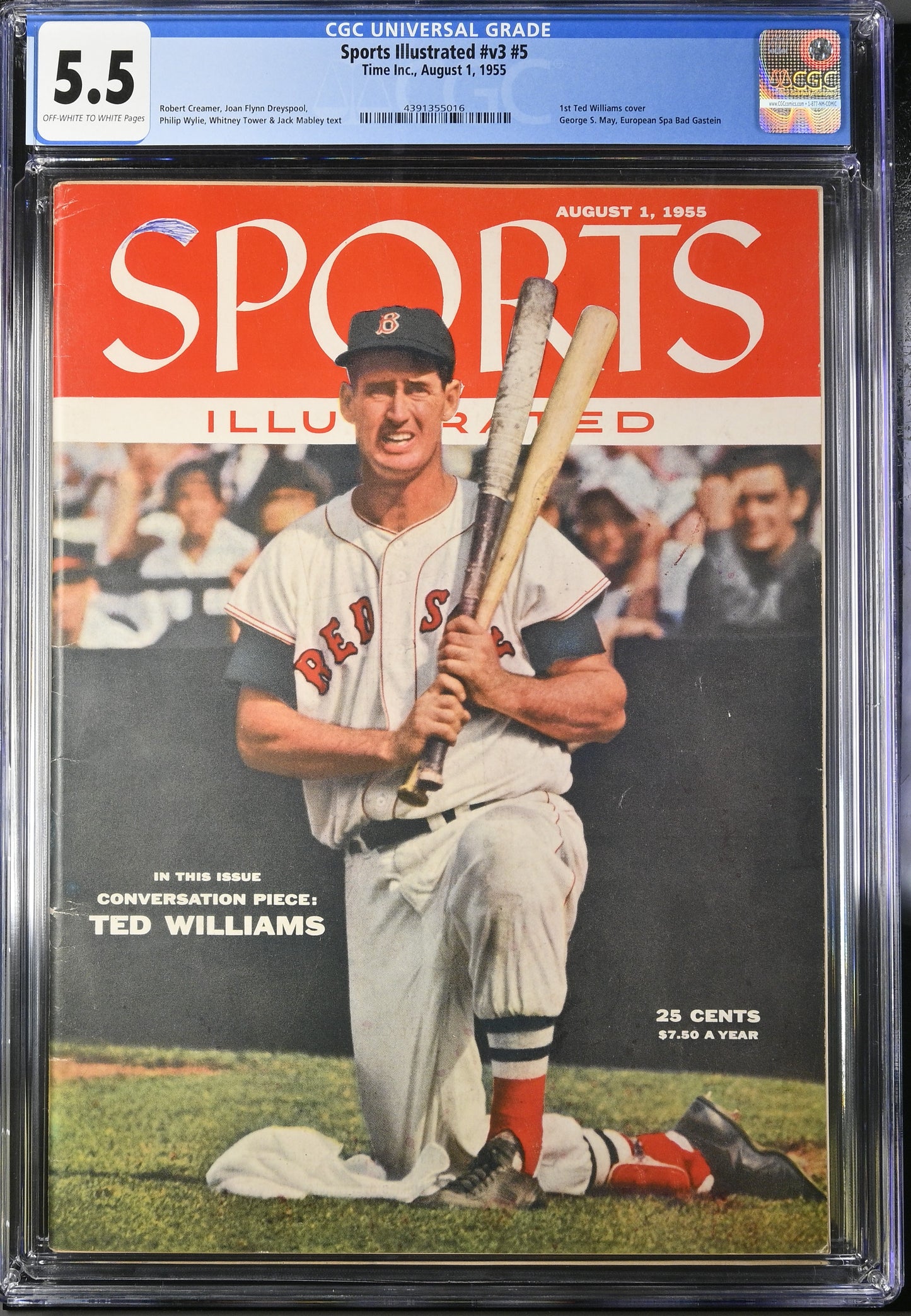 1955 Sports Illustrated Magazine Graded CGC 5.5 1st Ted Williams Cover Rare Newsstand