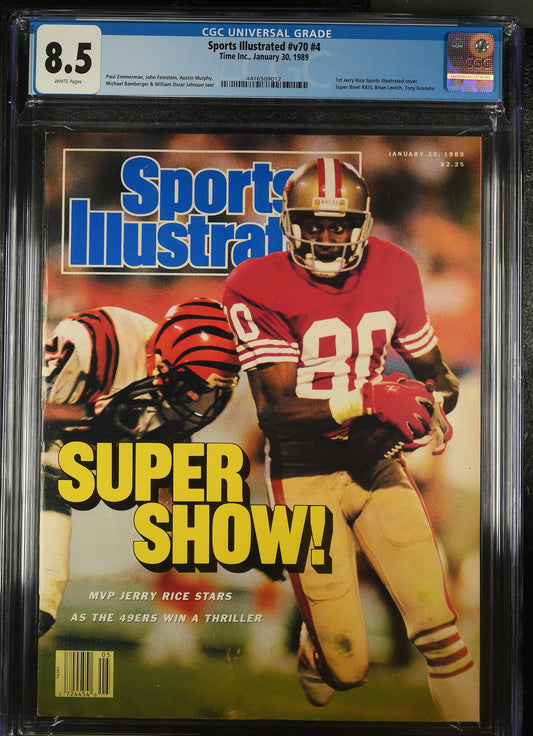 1989 Sports Illustrated Magazine Graded CGC 8.5 1st Jerry Rice Cover Rare Newsstand Edition