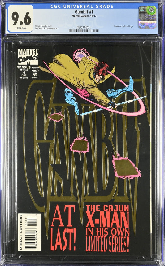 1993 Marvel Gambit #1 Graded Comic Book CGC 9.6 Embossed Gold Cover