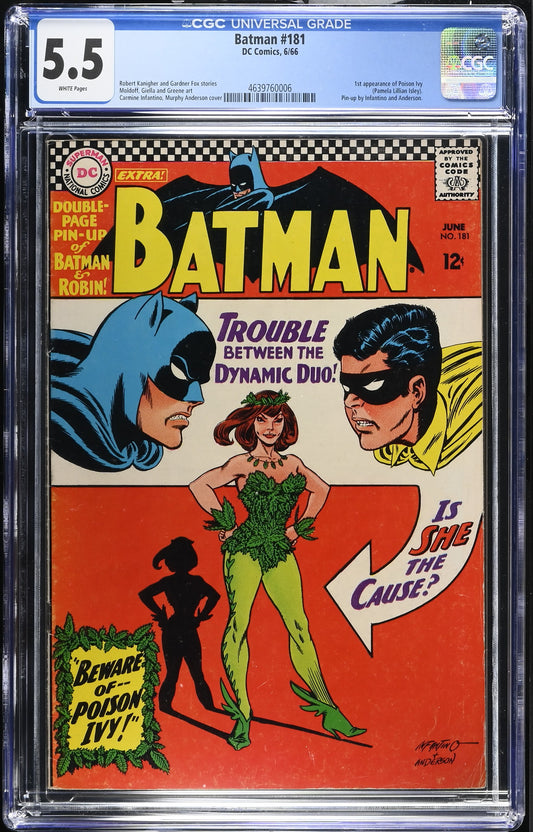 1966 DC Batman #181 Graded Comic Book CGC 5.5 1st Poison Ivy Appearance With Pinnup