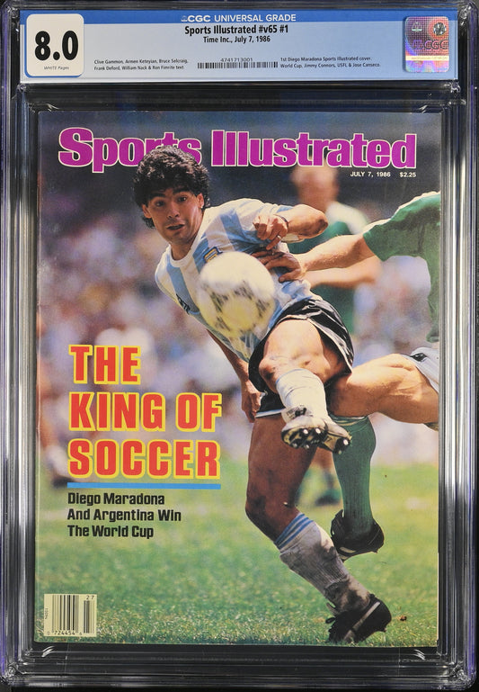 1986 Sports Illustrated Graded Magazine CGC 8.0 1st Diego Maradona Cover Newsstand Edition