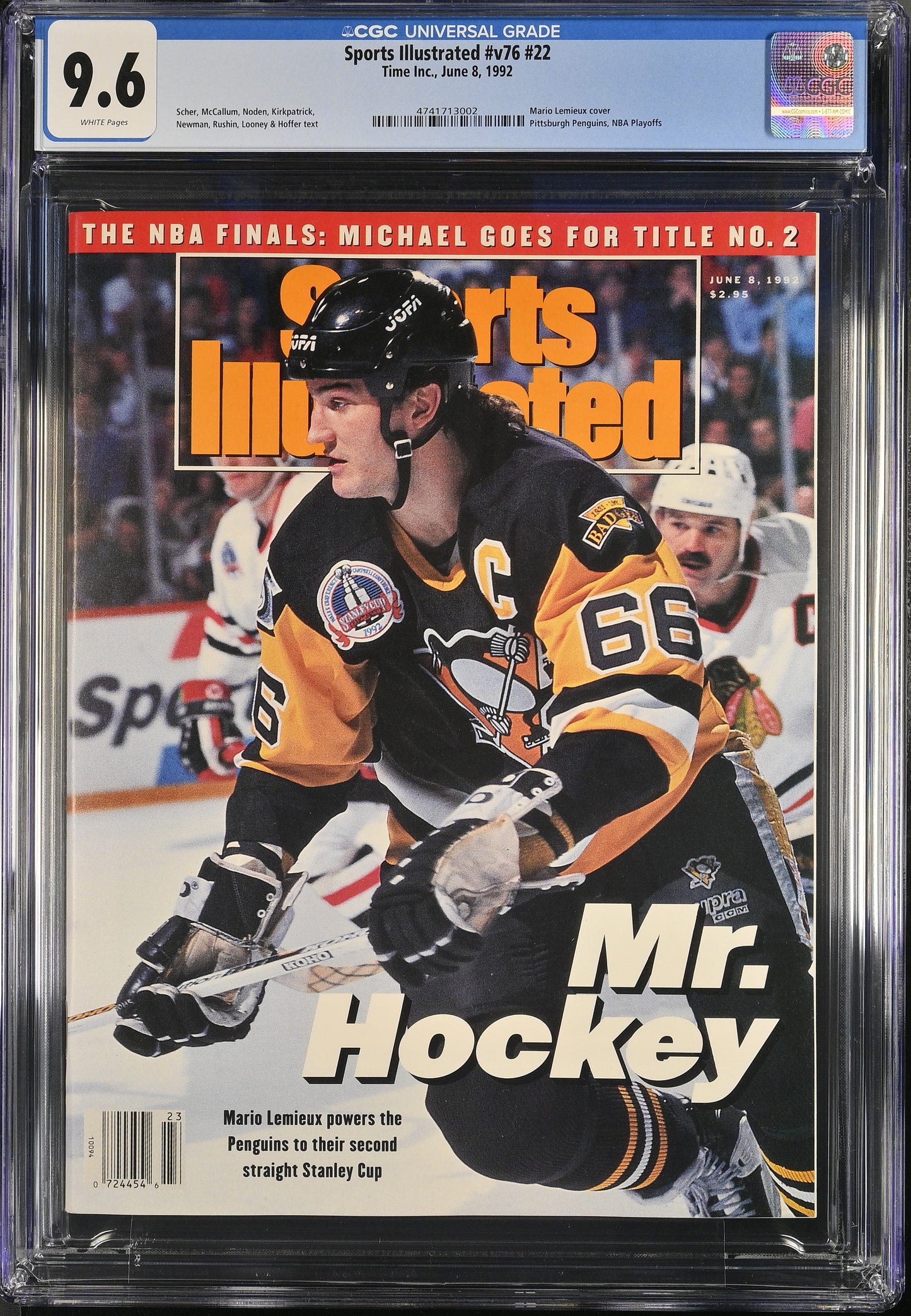 1992 Sports Illustrated #v76 #22 Graded Magazine CGC 9.6 Newsstand Mario Lemieux Cover Top POP 1