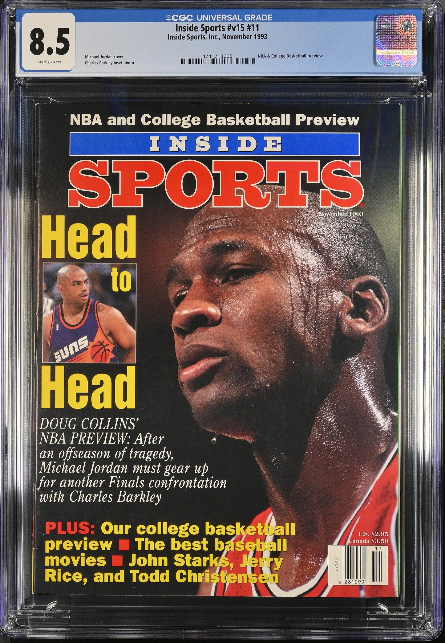1993 Inside Sports #v15 #11 Graded Magazine CGC 8.5 Newsstand Michael Jordan Cover