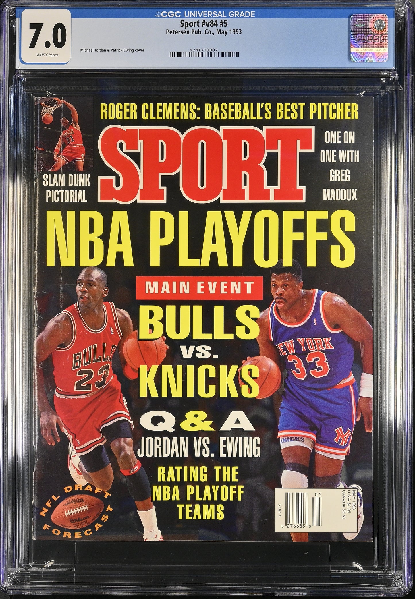 1993 Sport #v84 #5 Graded Magazine CGC 7.0 Newsstand Michael Jordan Patrick Ewing Cover Top POP 1