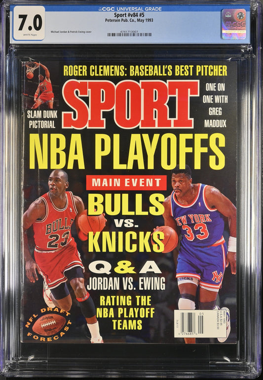 1993 Sport #v84 #5 Graded Magazine CGC 7.0 Newsstand Michael Jordan Patrick Ewing Cover Top POP 1