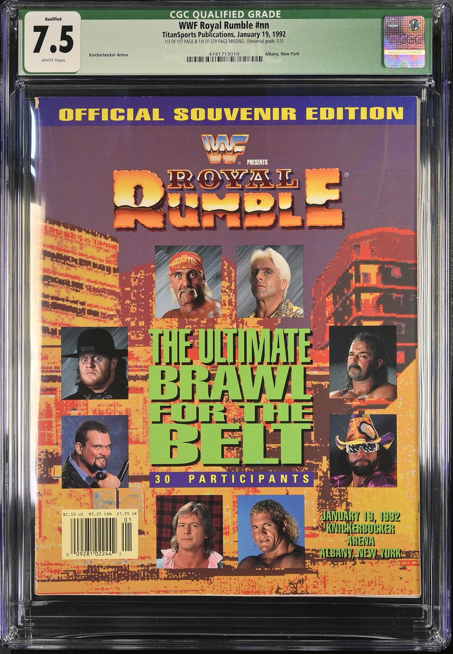 1992 WWF Royal Rumble Graded Magazine Program CGC Qualified Newsstand Ric Flair Win Top POP 1
