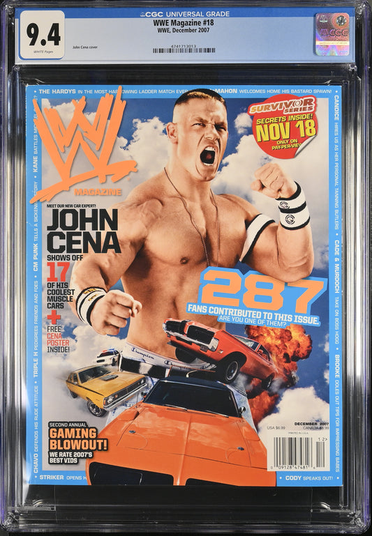 2007 WWE #18 Graded Magazine CGC 9.4 Newsstand John Cena Cover Top POP 1