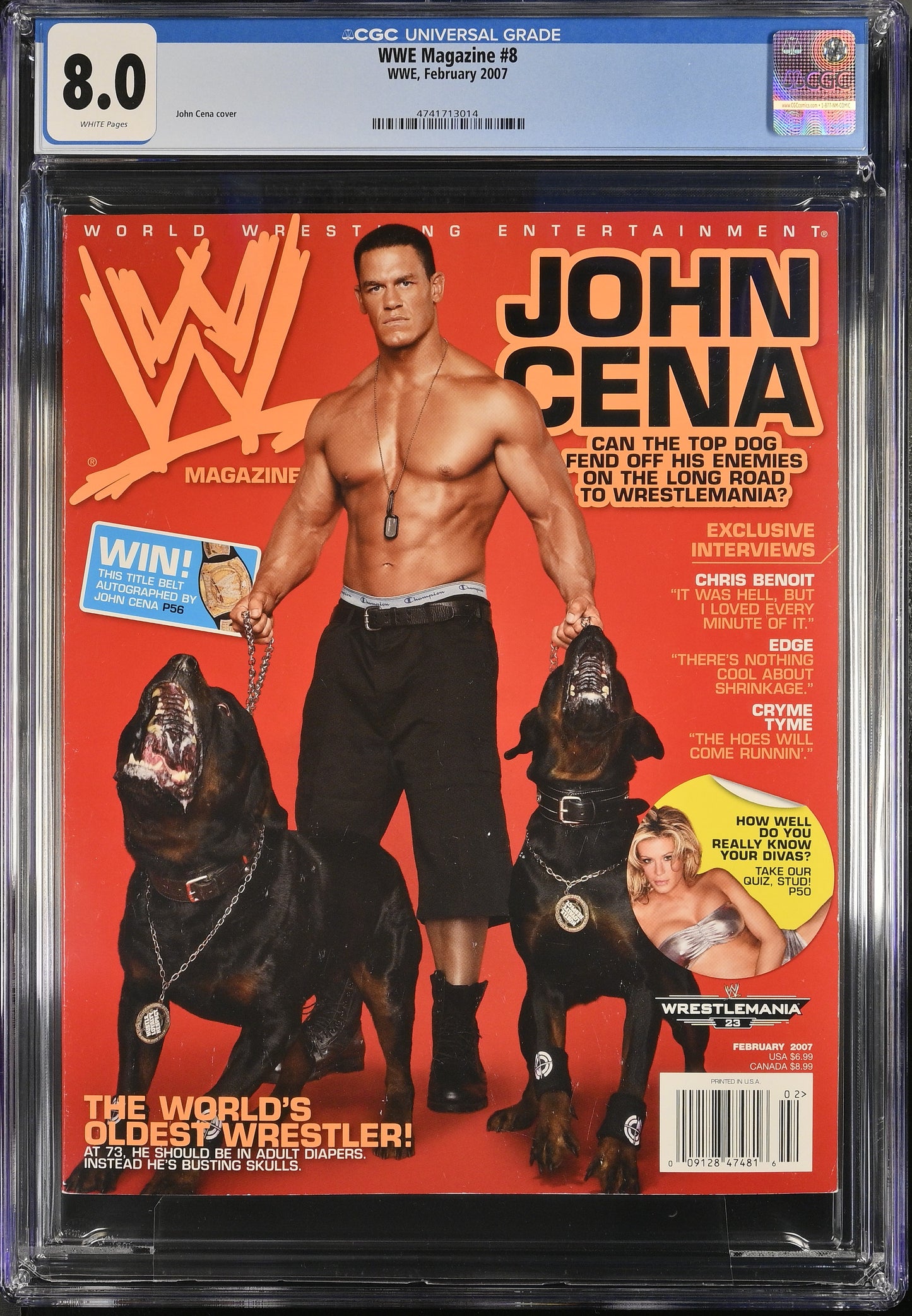 2007 WWE #8 Graded Magazine CGC 8.0 Newsstand John Cena Cover Top POP 1