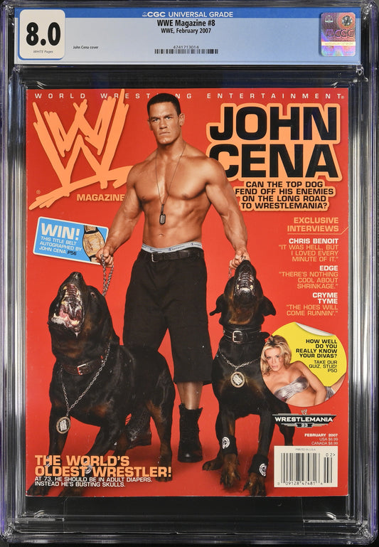 2007 WWE #8 Graded Magazine CGC 8.0 Newsstand John Cena Cover Top POP 1