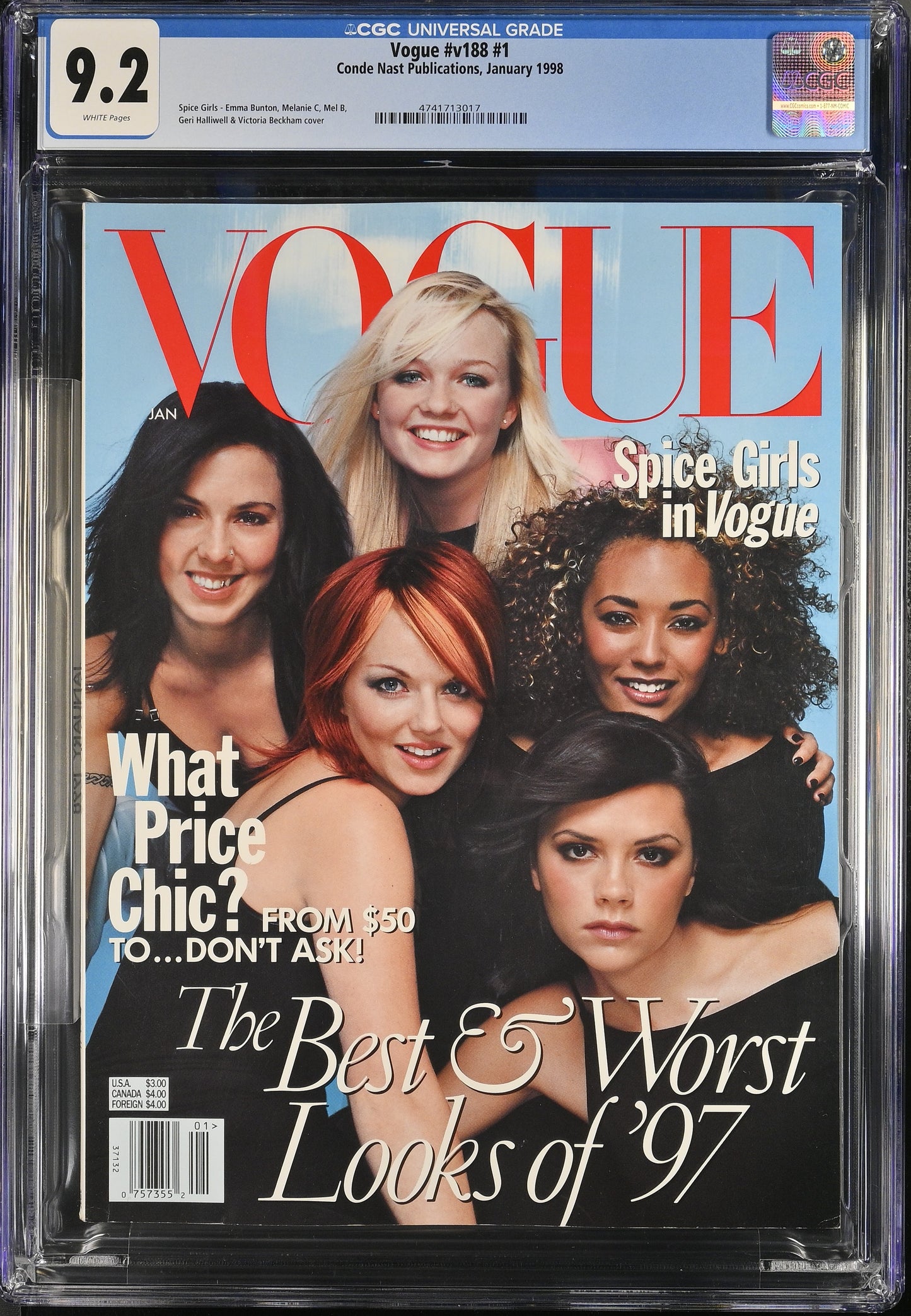1998 Vogue #v188 #1 Graded Magazine CGC 9.2 Newsstand Spice Girls Cover