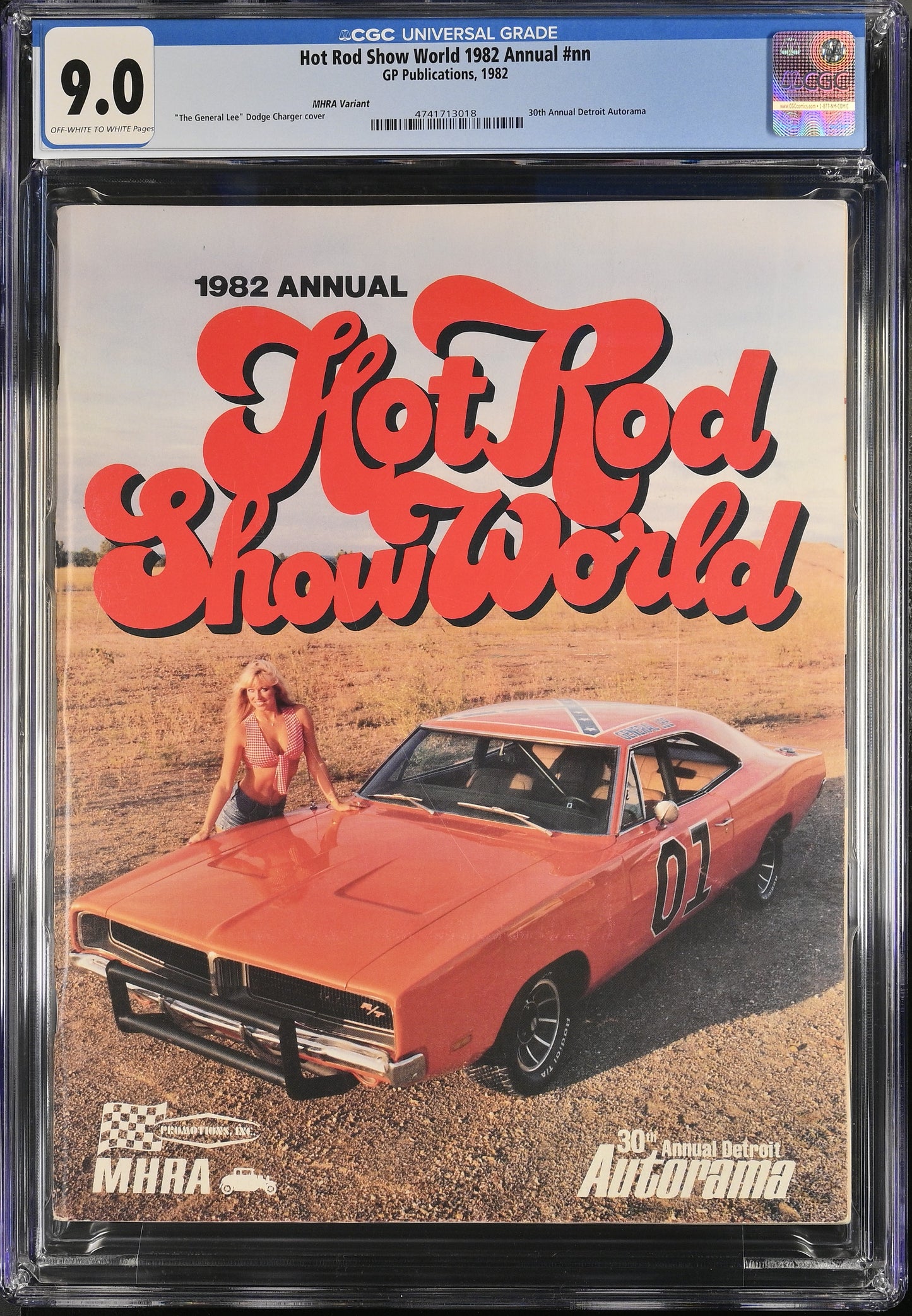 1982 Hot Rod Show World Annual Graded Magazine CGC 9.0 Newsstand "The General Lee" Cover Top POP 1