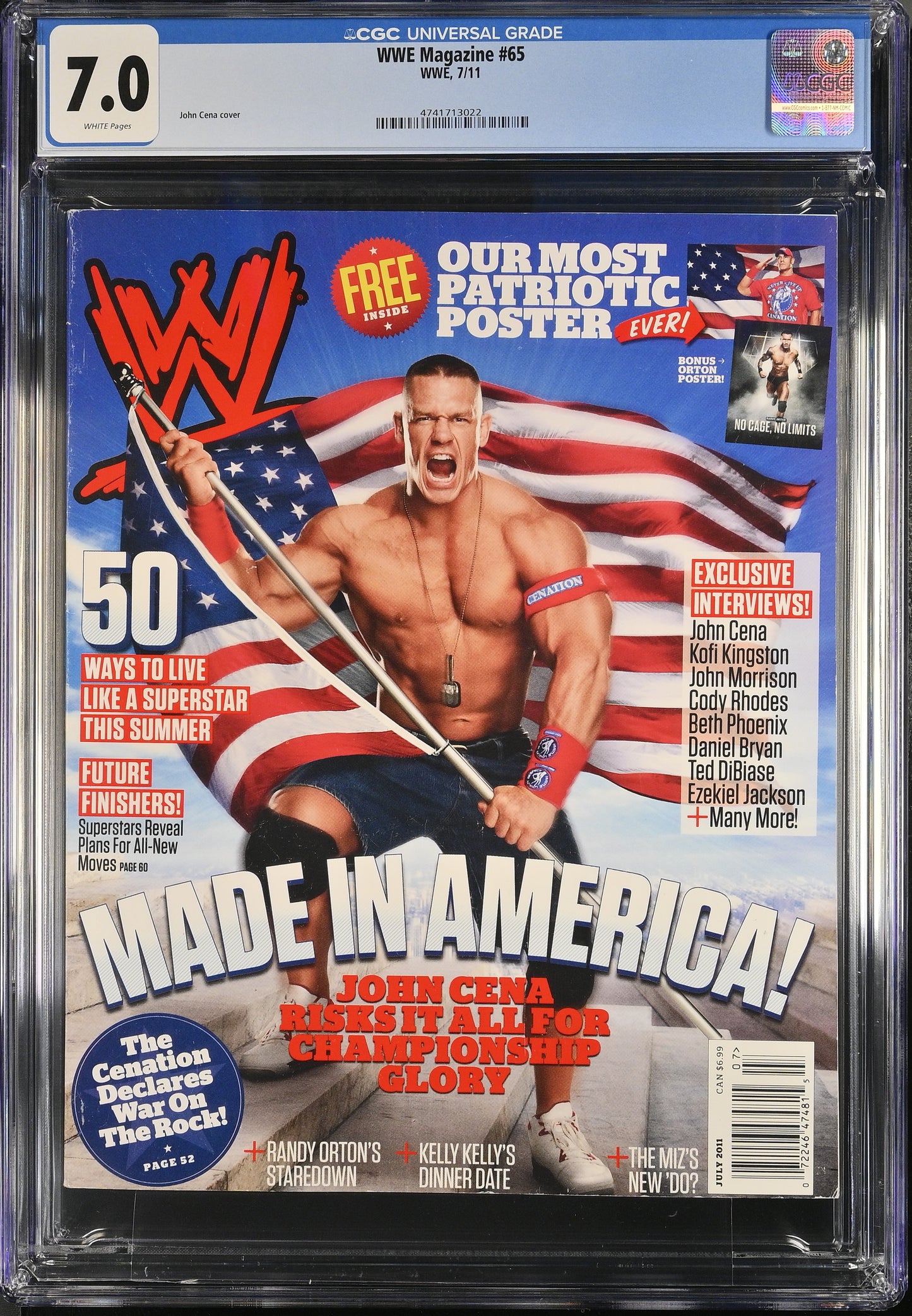 2011 WWE #65 Graded Magazine CGC 7.0 Newsstand John Cena Cover Top POP 1