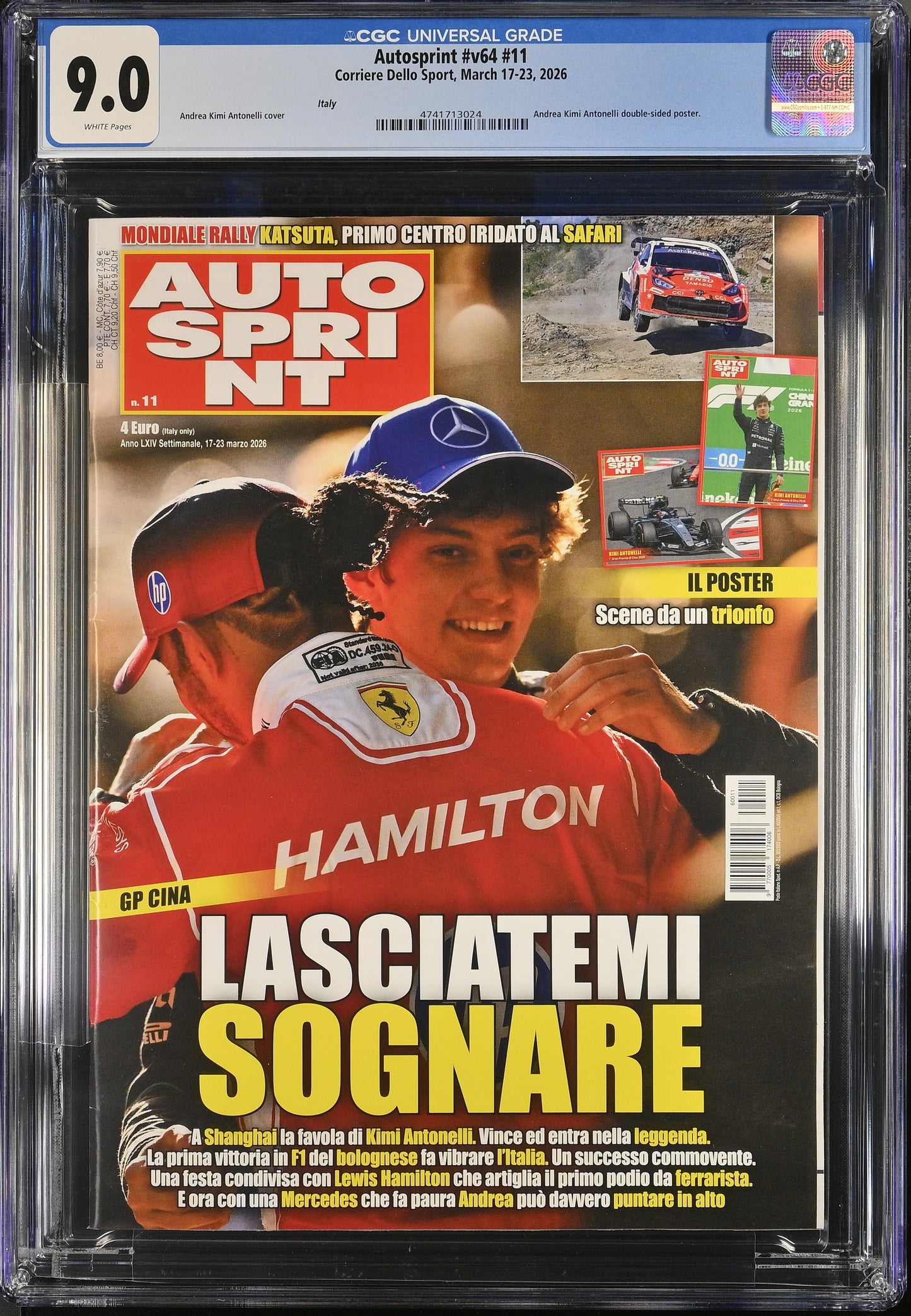 2026 Autosprint Graded Magazine CGC 9.0 Newsstand Andrea Kimi Antonelli Rookie Cover Top POP 1