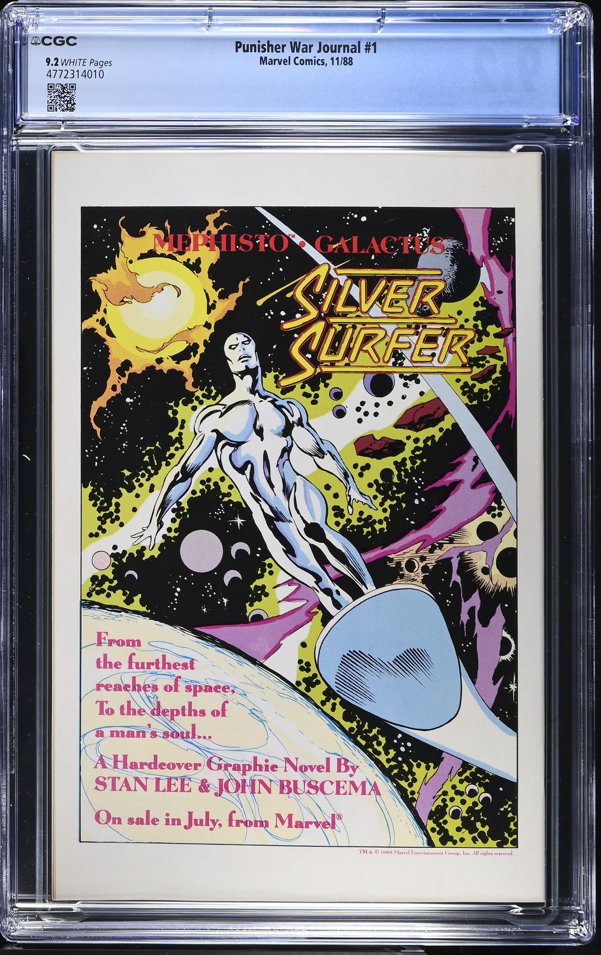 1988 Marvel Punisher War Journal #1 Graded Comic Book CGC 9.2 Origin of The Punisher