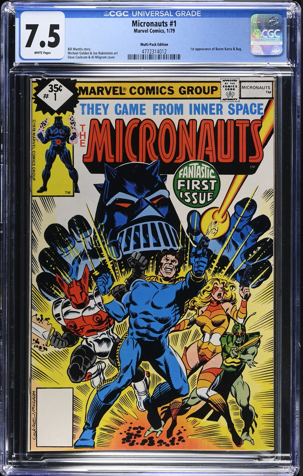 1979 Marvel Micronauts #1 Graded Comic Book CGC 7.5 1st Appearance of Baron Karza & Bug