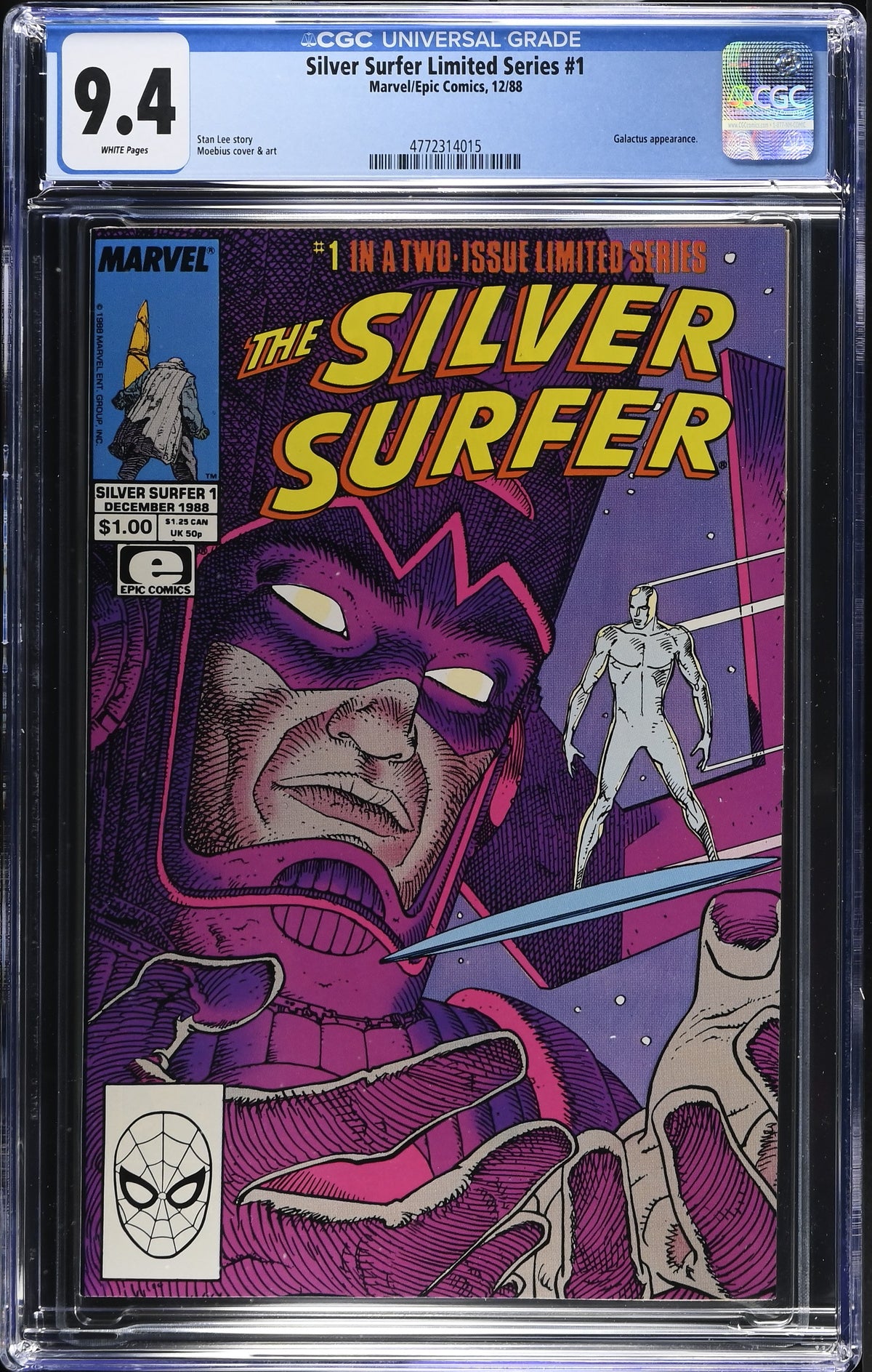 1988 Marvel/Epic Silver Surfer Limited Series #1 Graded Comic Book CGC 9.4 Galactus Appearance