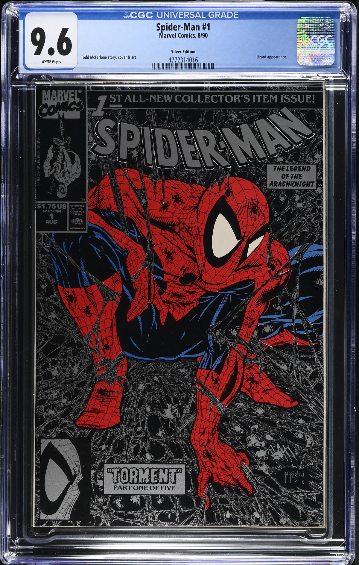 1990 Marvel Spider-Man #1 Graded Comic Book CGC 9.6 Silver Edition