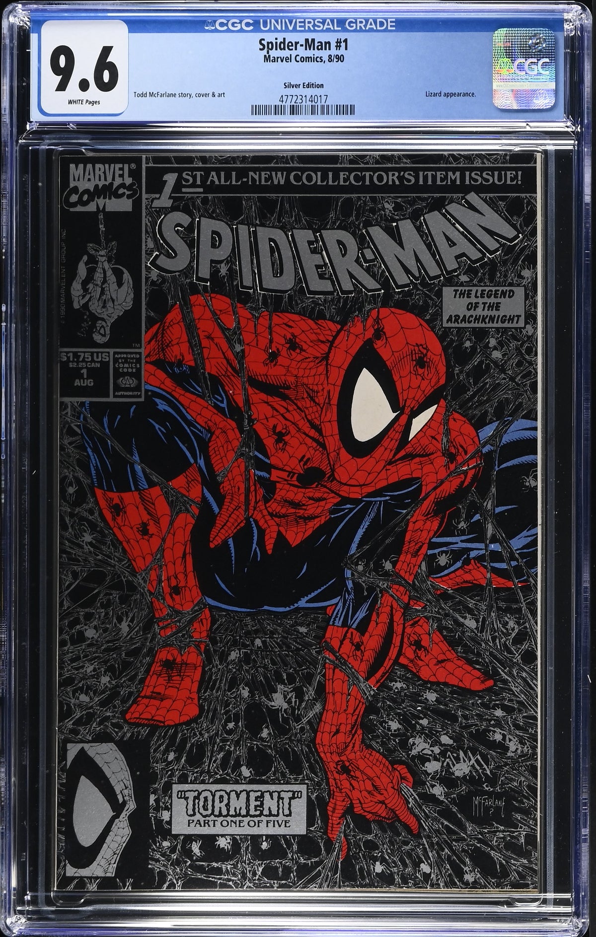 1990 Marvel Spider-Man #1 Graded Comic Book CGC 9.6 Silver Edition Lizard Appearance
