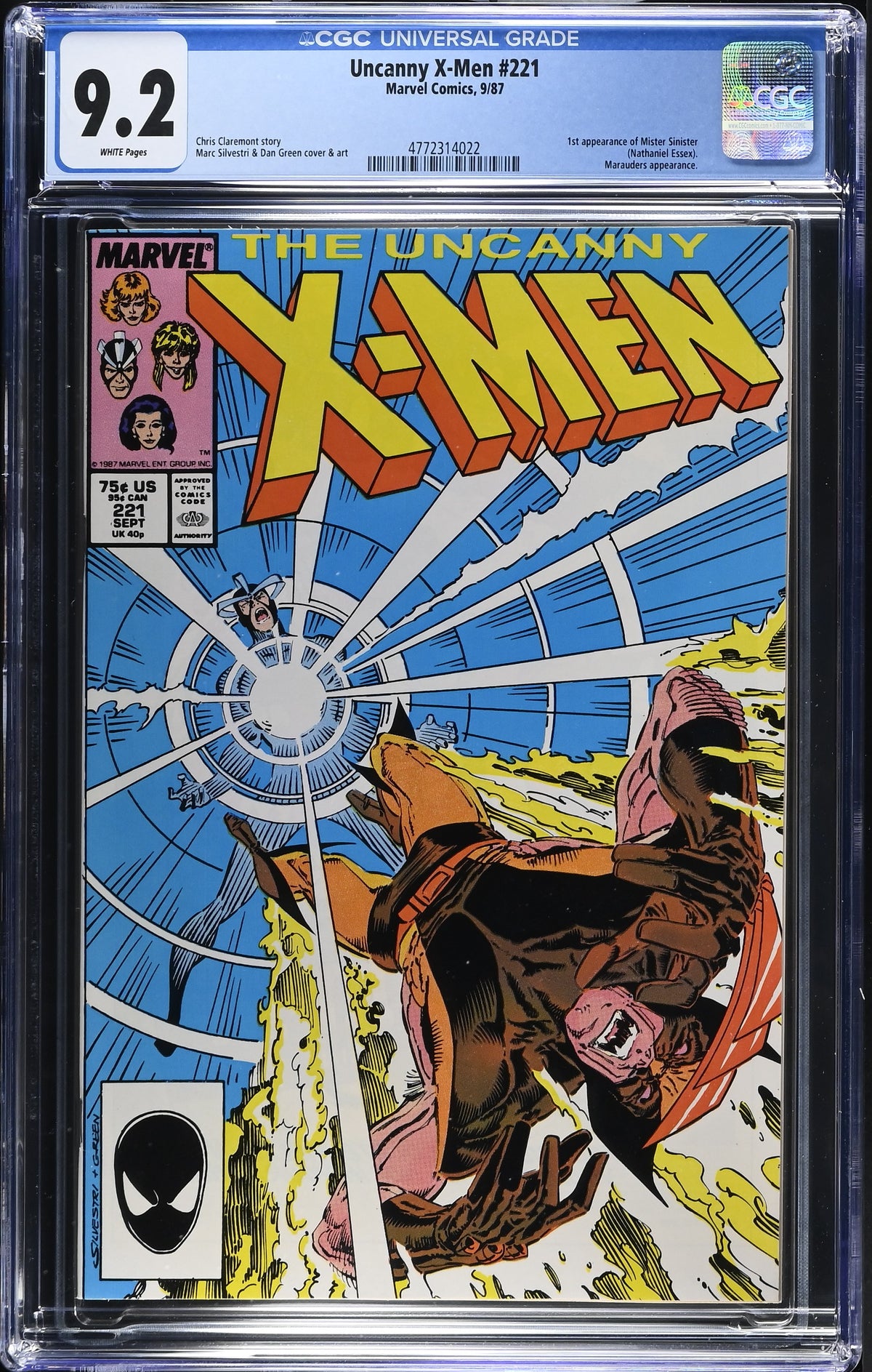 1987 Marvel Uncanny X-Men #221 Graded Comic Book CGC 9.2 1st Appearance of Mister Sinister