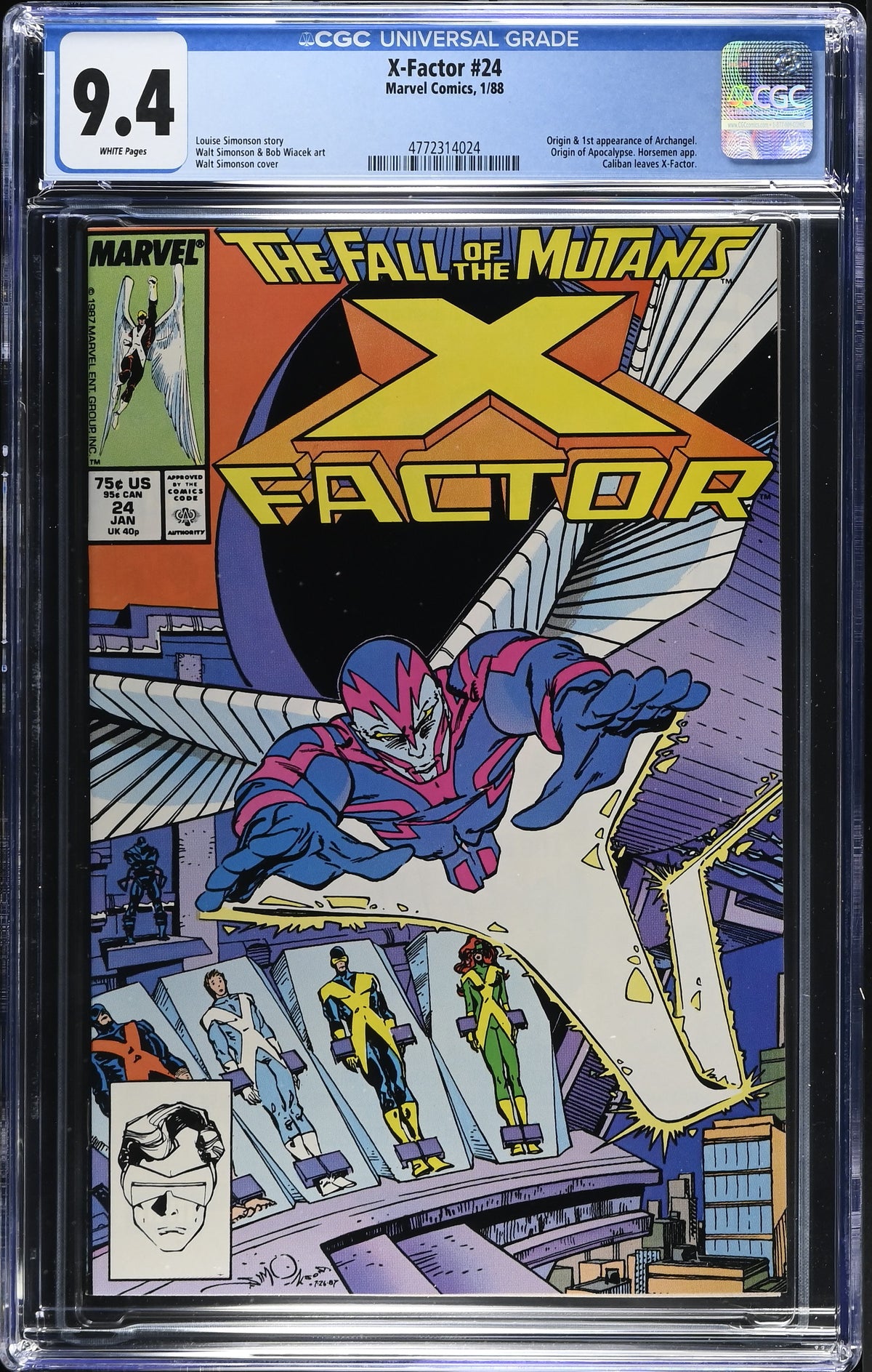 1988 Marvel X-Factor #24 Graded Comic Book CGC 9.4 Origin of Archangel and Apocalypse