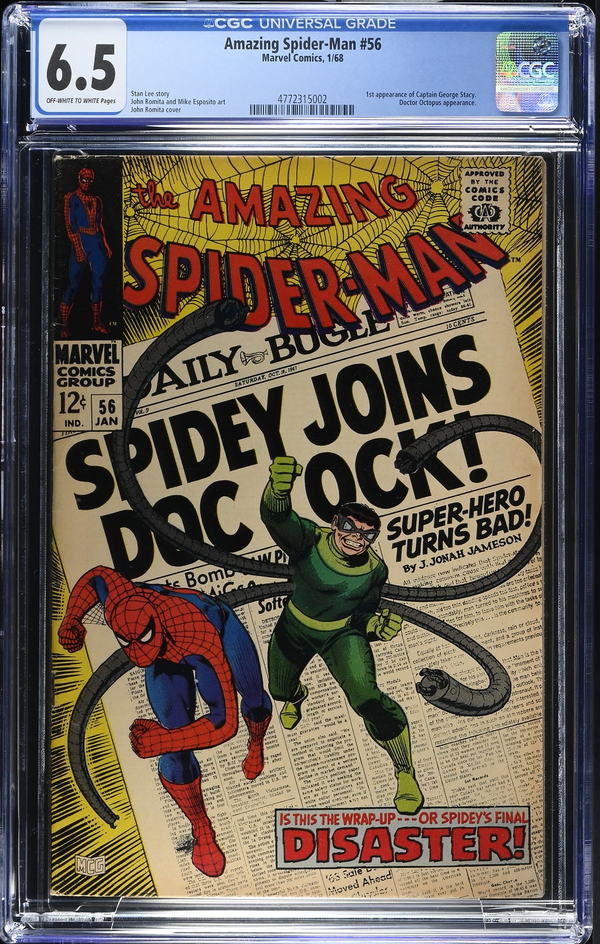 1968 Marvel Amazing Spider-Man #56 Graded Comic Book CGC 6.5 1st Appearance Captain George Stacy