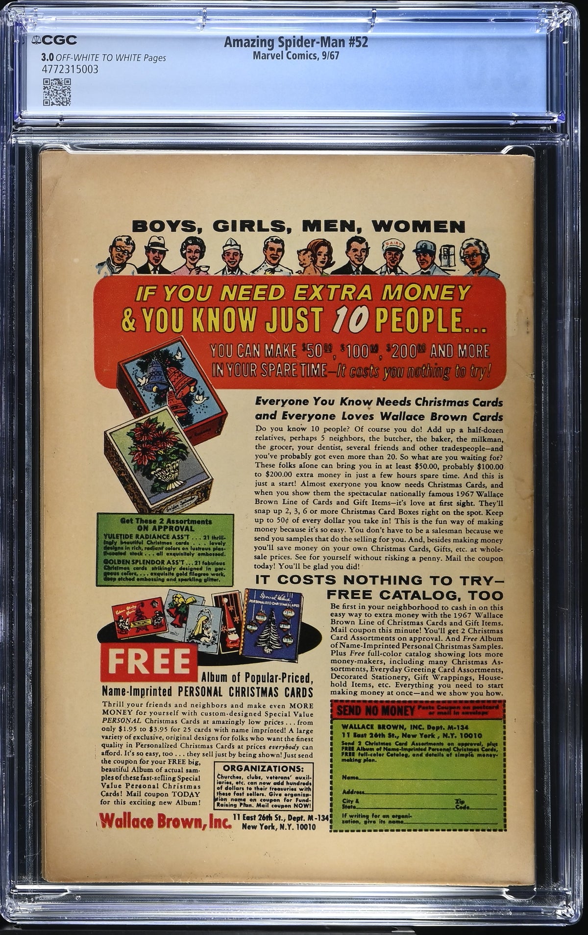 1967 Marvel Amazing Spider-Man #52 Graded Comic Book CGC 3.0 1st Appearance Joe Robertson 3rd Kingpin