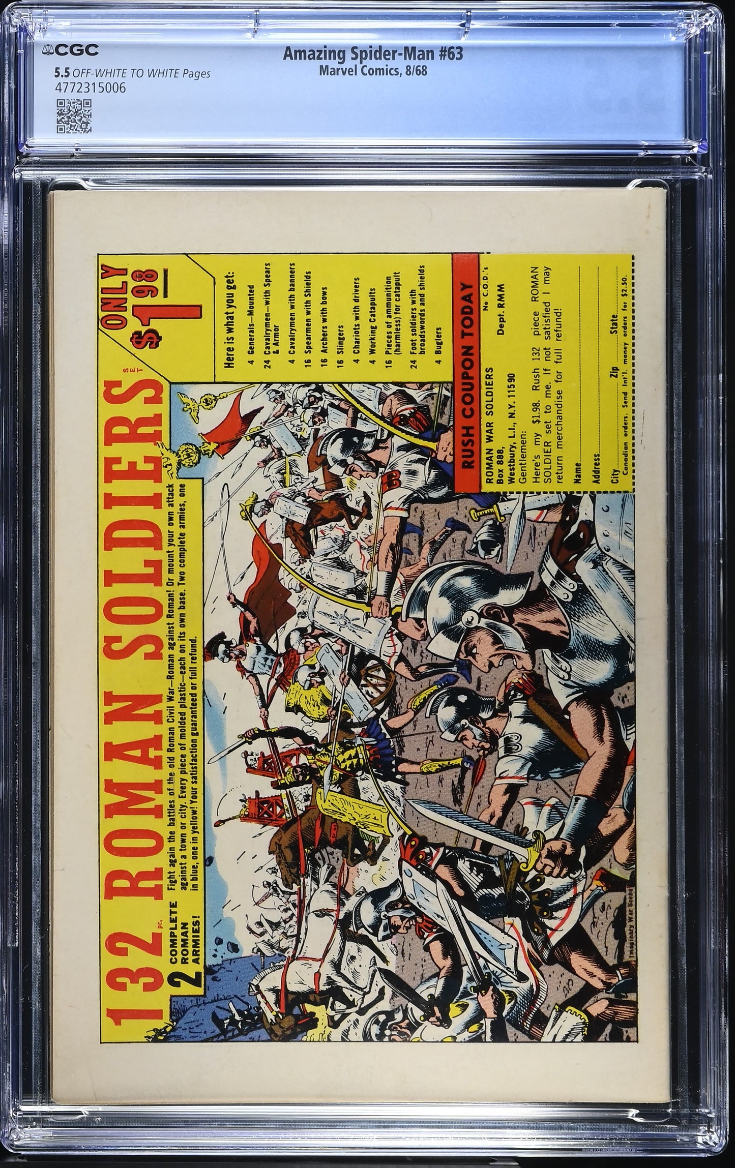 1968 Marvel Amazing Spider-Man #63 Graded Comic Book CGC 5.5 Adrian Toomes & Blackie Drago Cover
