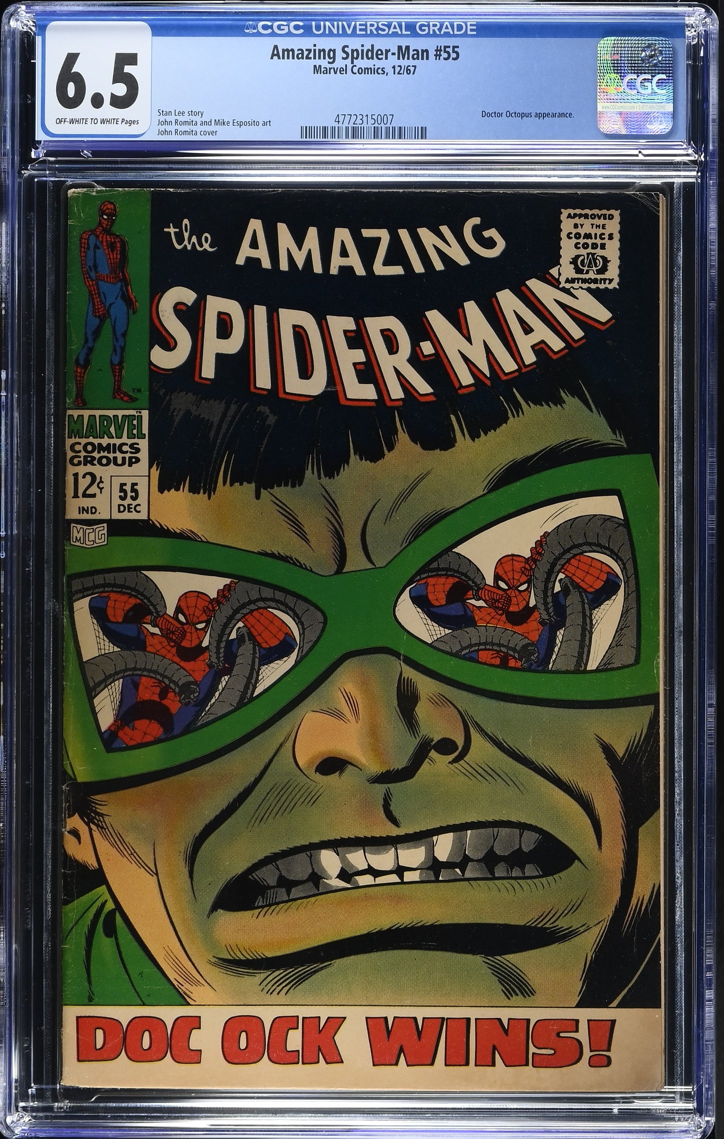 1967 Marvel Amazing Spider-Man #55 Graded Comic Book CGC 6.5 Doctor Octopus Cover