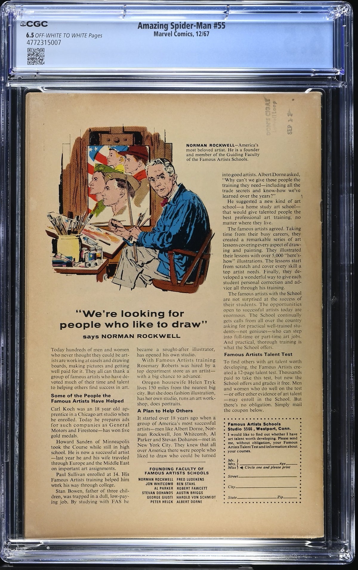 1967 Marvel Amazing Spider-Man #55 Graded Comic Book CGC 6.5 Doctor Octopus Cover