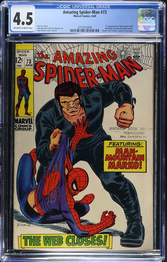 1969 Marvel Amazing Spider-Man #73 Graded Comic Book CGC 4.5 1st Appearance Silvermane & Man-Mountain Marko
