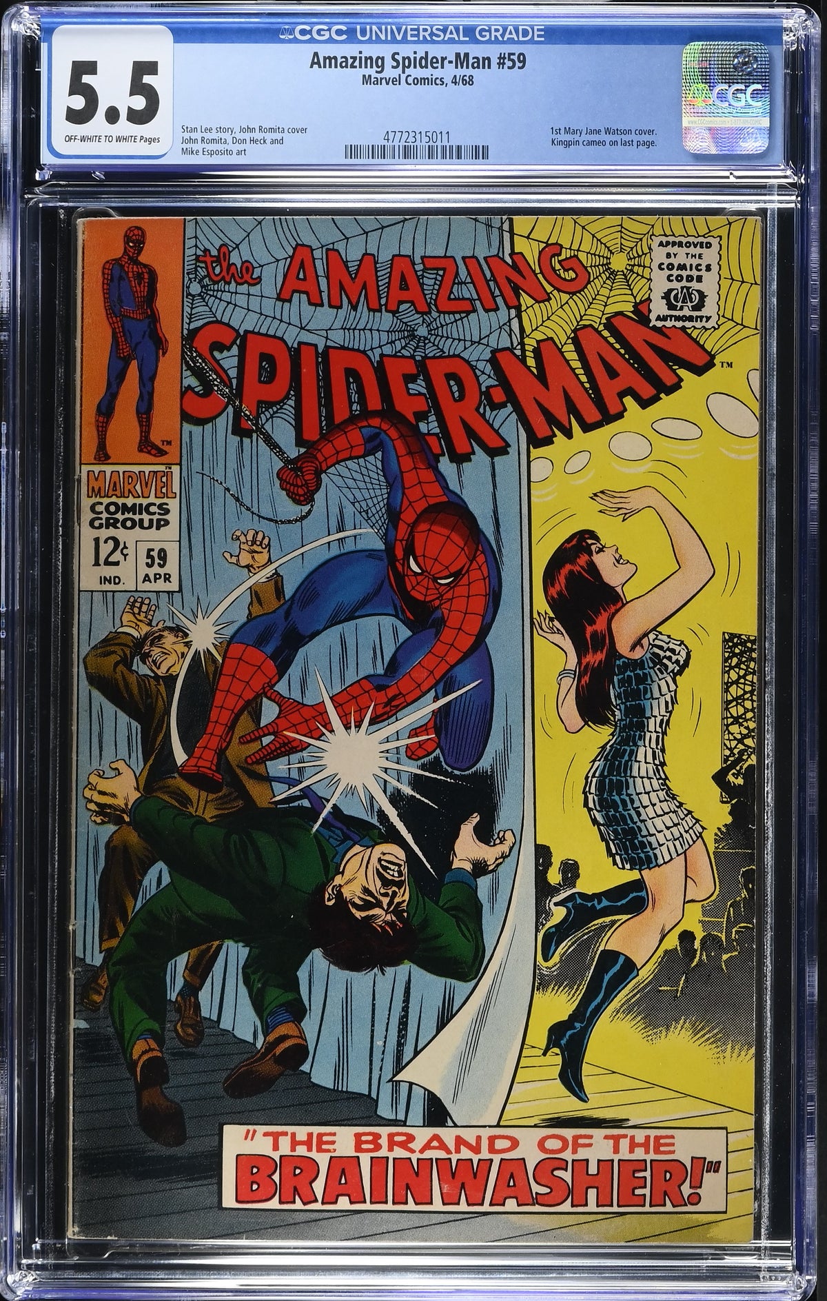 1968 Marvel Amazing Spider-Man #59 Graded Comic Book CGC 5.5 1st Mary Jane Cover