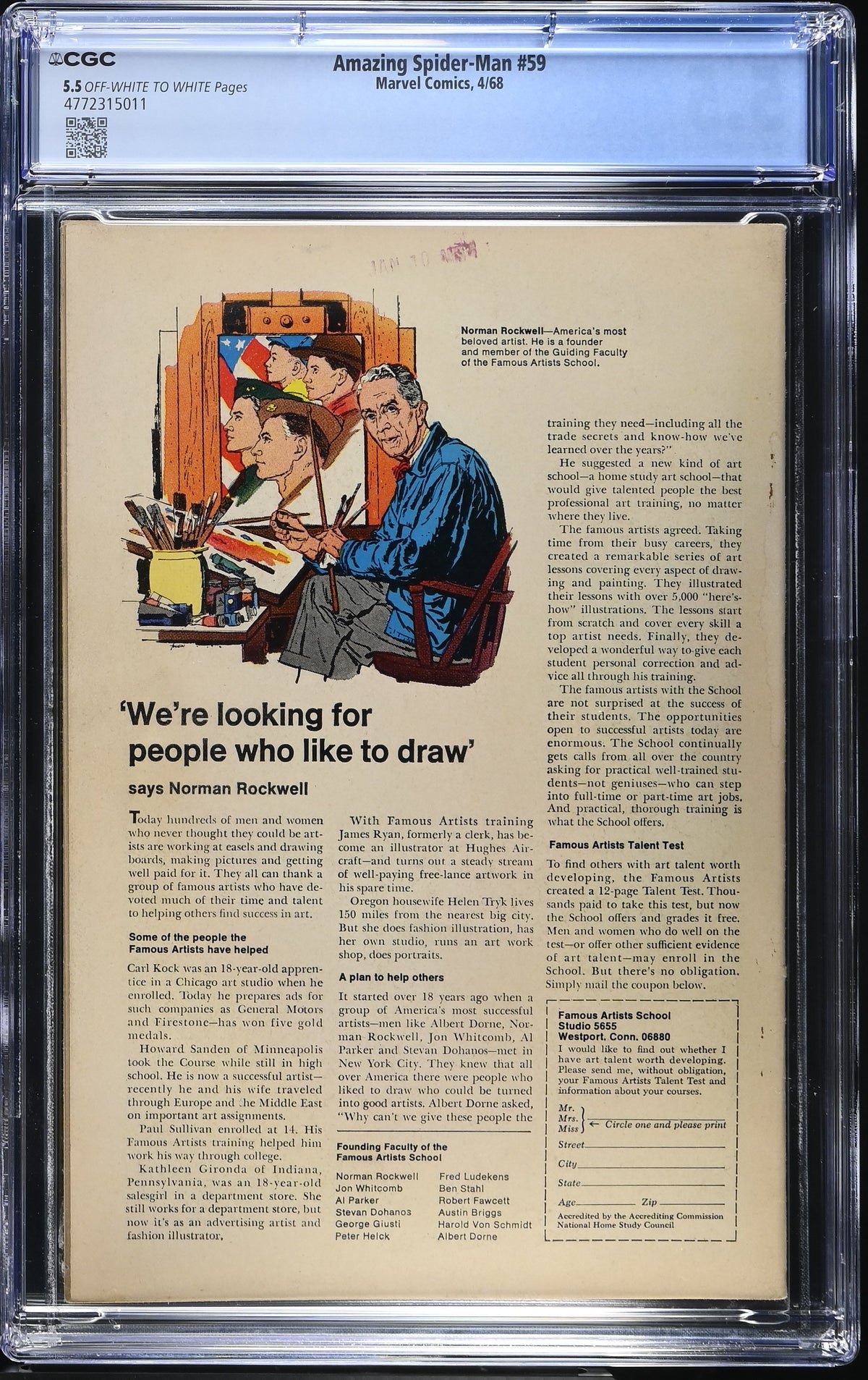 1968 Marvel Amazing Spider-Man #59 Graded Comic Book CGC 5.5 1st Mary Jane Cover