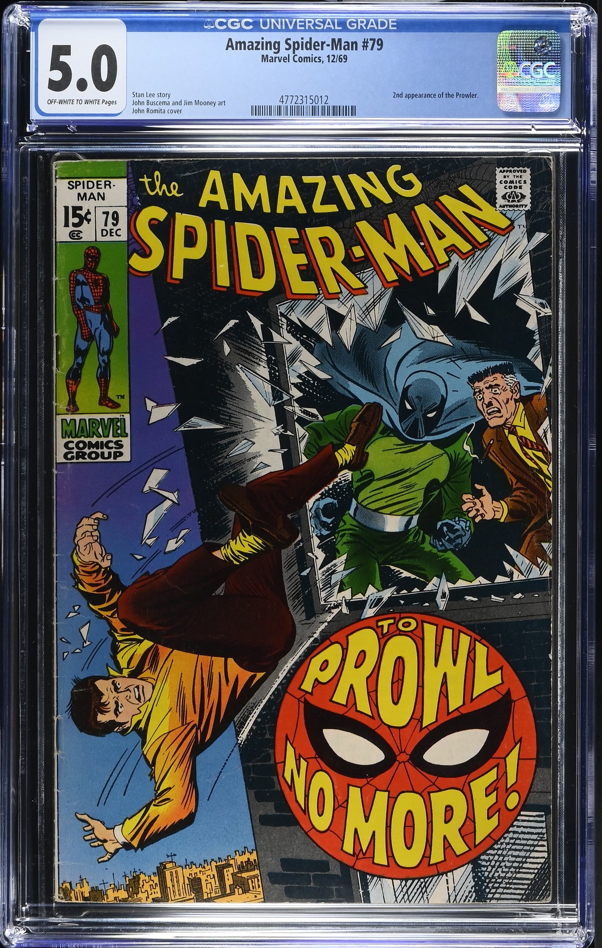 1969 Marvel Amazing Spider-Man #79 Graded Comic Book CGC 5.0 2nd Appearance Prowler