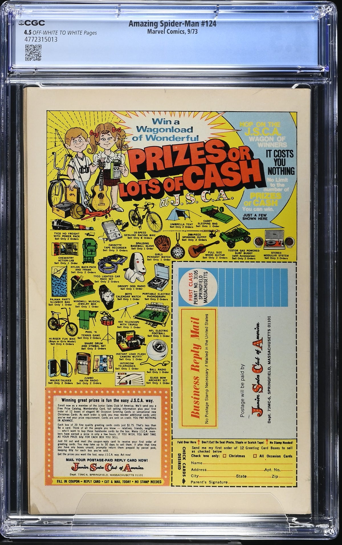 1973 Marvel Amazing Spider-Man #124 Graded Comic Book CGC 4.5 1st Appearance Man-Wolf