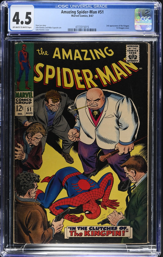 1967 Marvel Amazing Spider-Man #51 Graded Comic Book CGC 4.5 1st Kingpin Cover