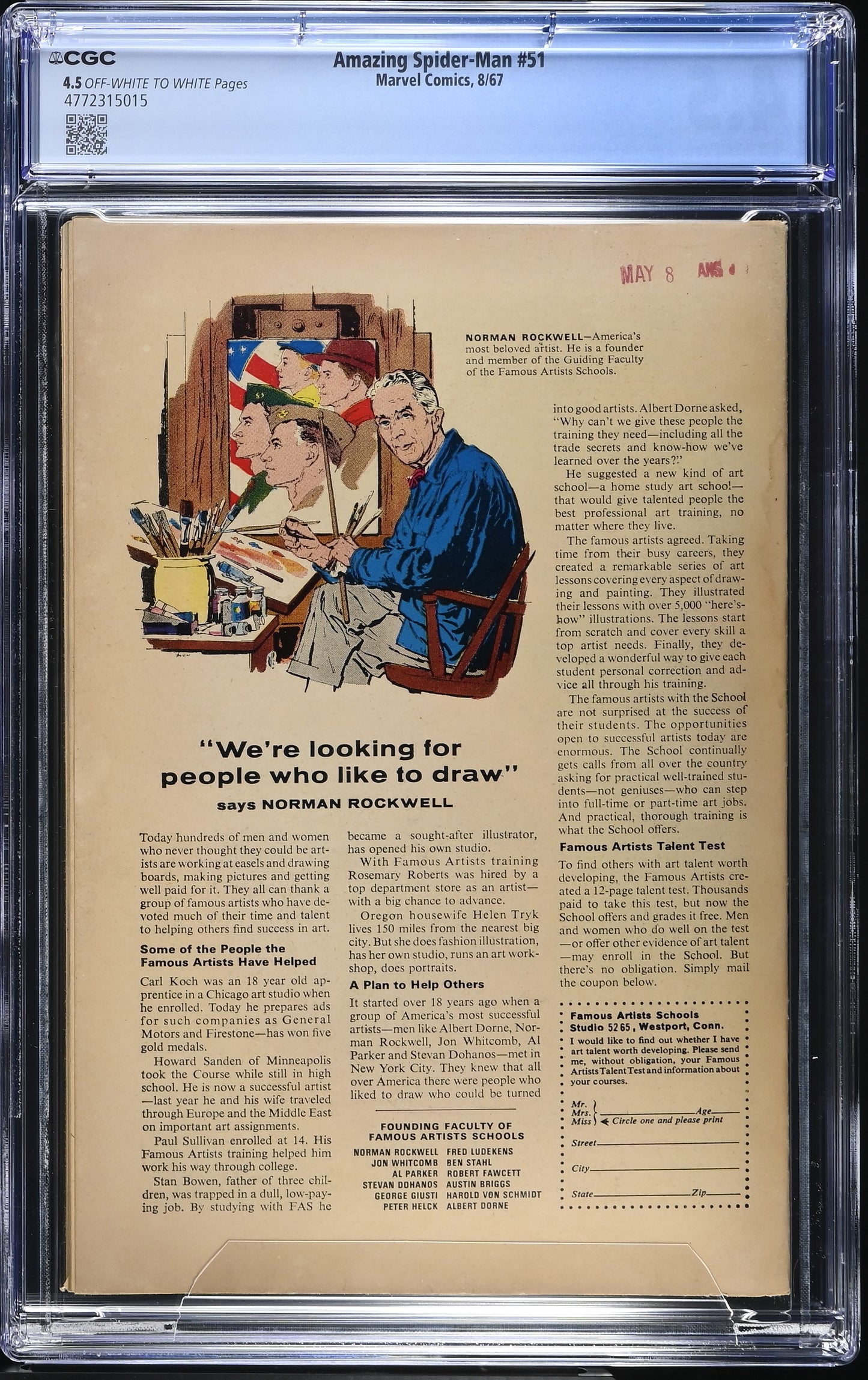 1967 Marvel Amazing Spider-Man #51 Graded Comic Book CGC 4.5 1st Kingpin Cover