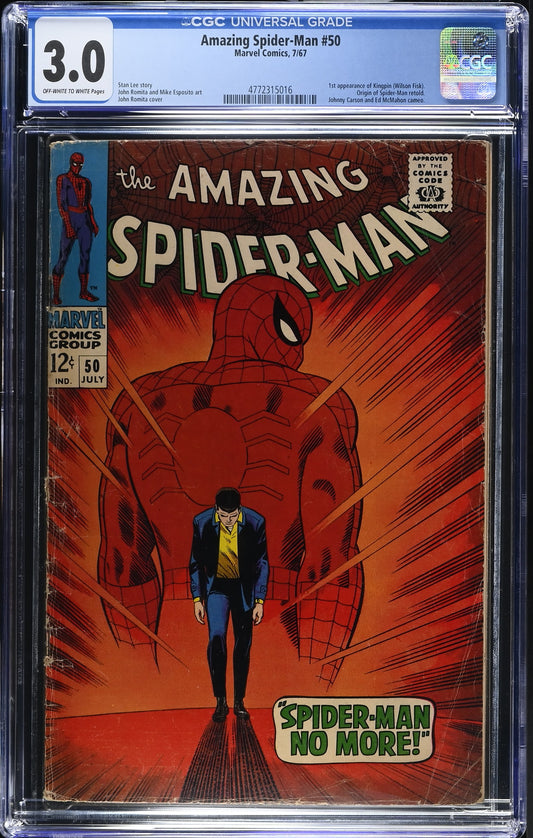 1967 Marvel Amazing Spider-Man #50 Graded Comic Book CGC 3.0 1st Appearance Kingpin