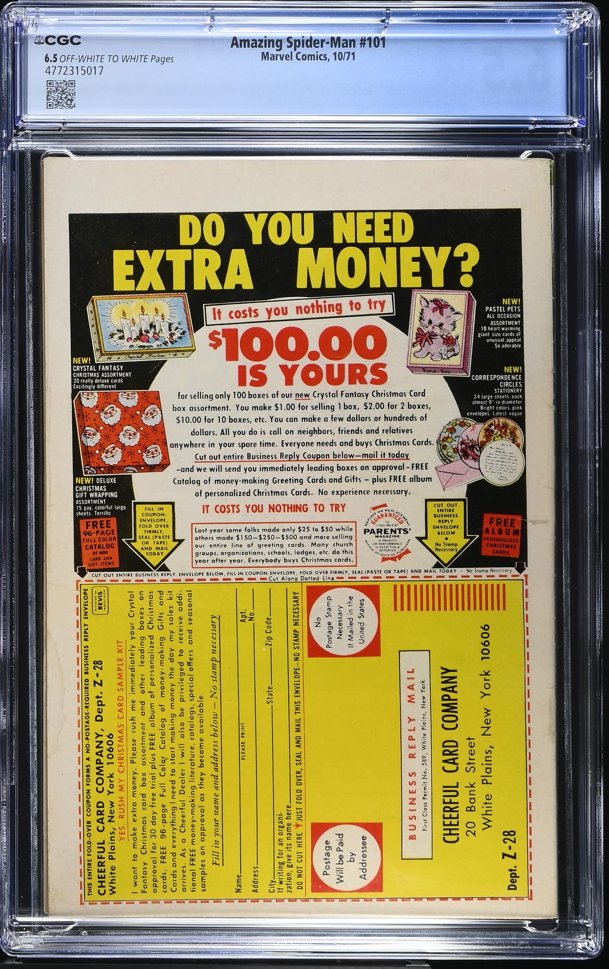 1971 Marvel Amazing Spider-Man #101 Graded Comic Book CGC 6.5 1st Appearance Morbius