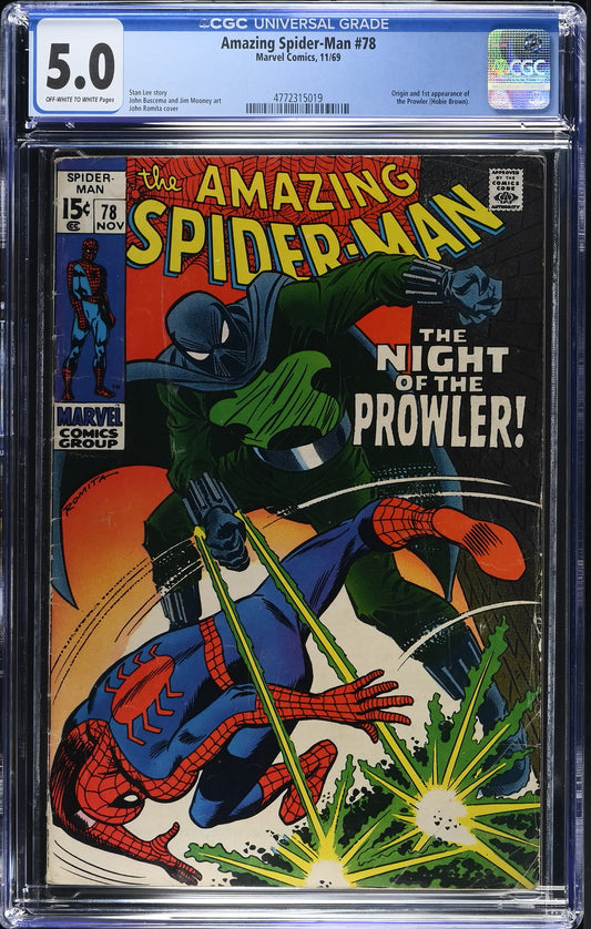 1969 Marvel Amazing Spider-Man #78 Graded Comic Book CGC 5.0 Origin & 1st Appearance Prowler (Hobie Brown)
