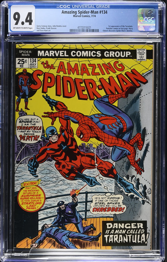 1974 Marvel Amazing Spider-Man #134 Graded Comic Book CGC 9.4 1st Appearance Tarantula 3rd Punisher