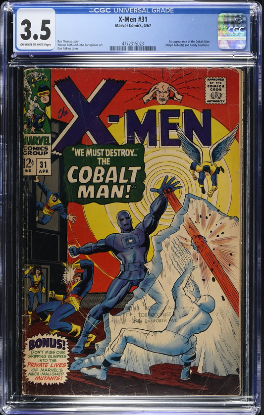 1967 Marvel X-Men #31 Graded Comic Book CGC 3.5 1st Appearance Cobalt Man