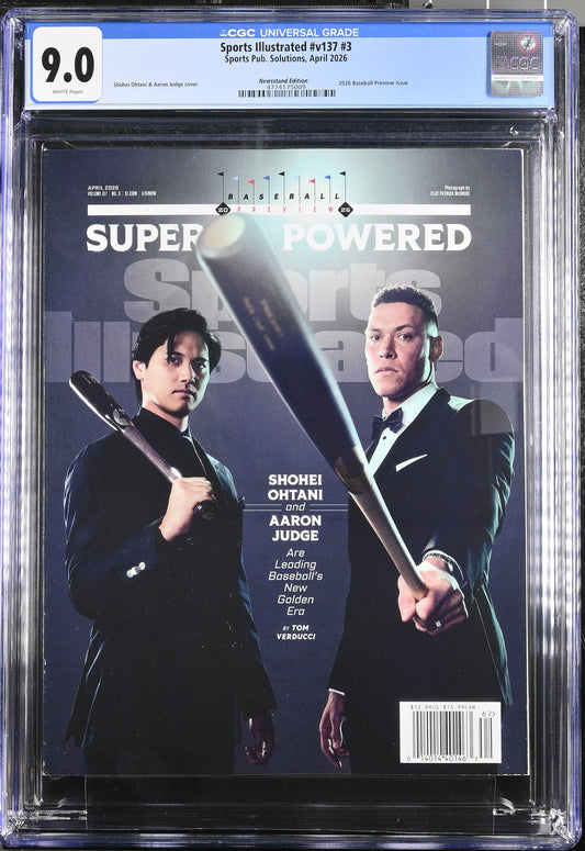2026 Sports Illustrated #v137 #3 Graded Magazine CGC 9.0 Newsstand Shohei Ohtani Aaron Judge POP 1