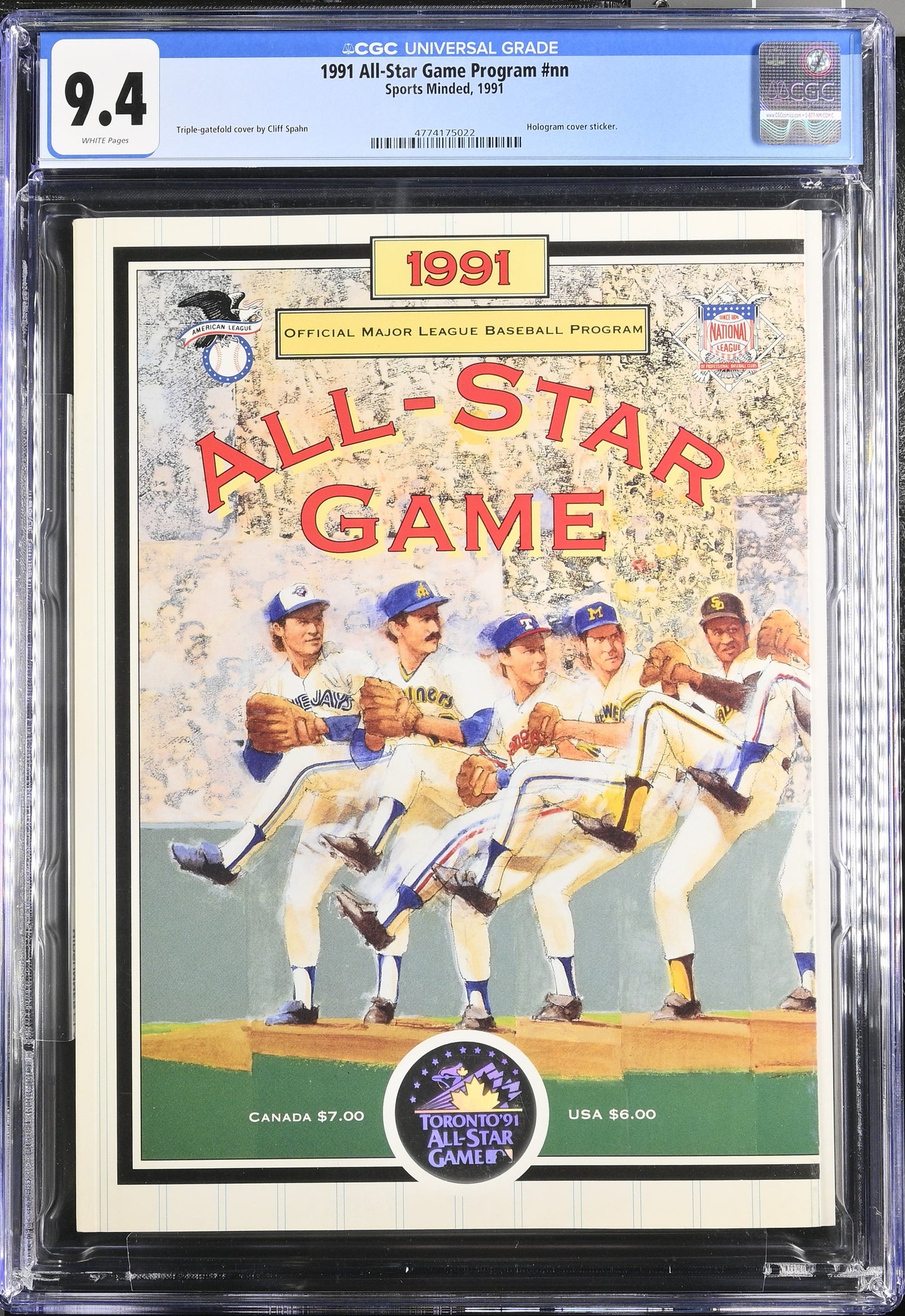 1991 MLB All-Star Game Official Program CGC 9.4 – SkyDome, Toronto Top POP 1