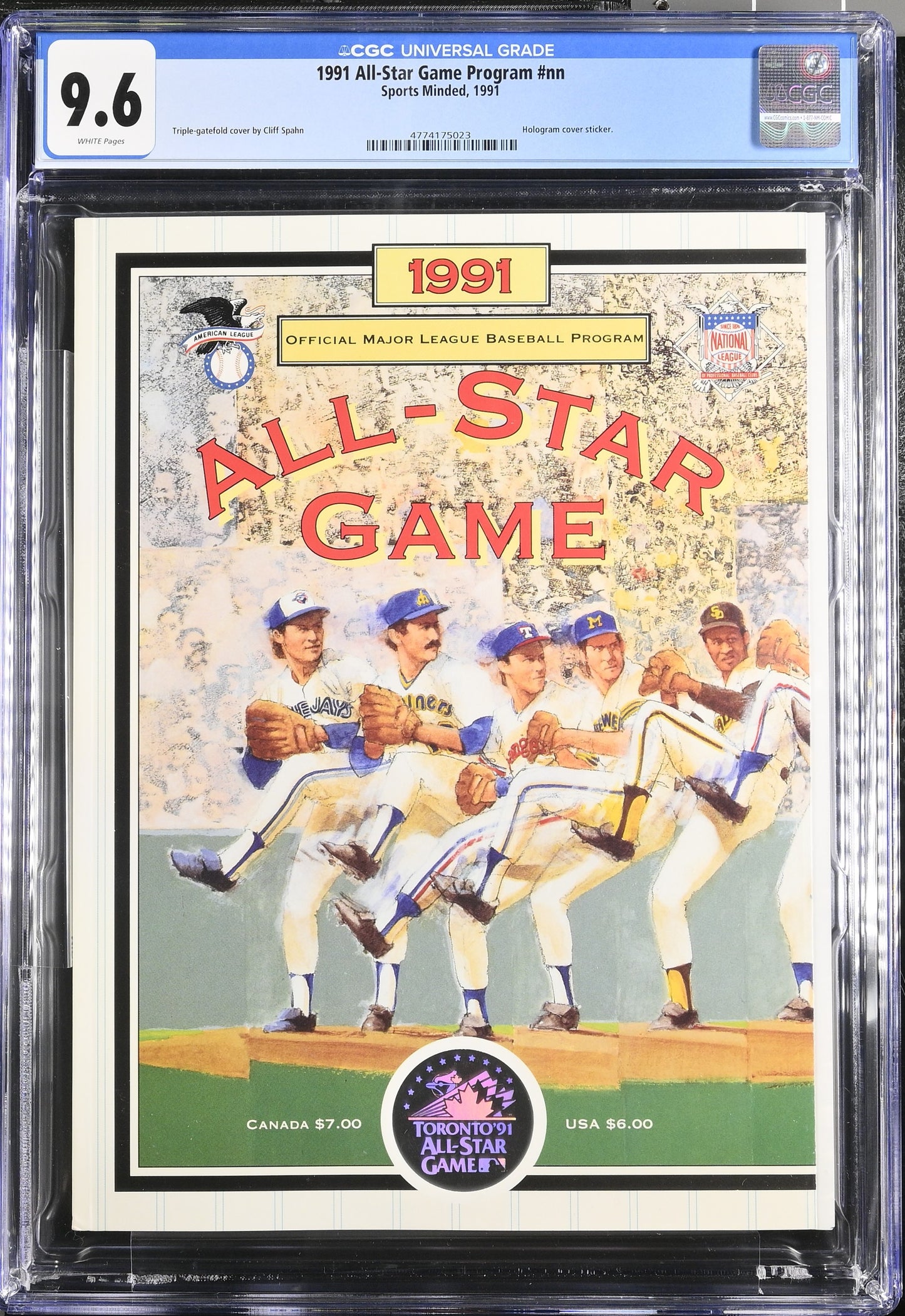 1991 MLB All-Star Game Official Program CGC 9.6  – SkyDome, Toronto Top POP 1