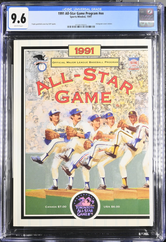 1991 MLB All-Star Game Official Program CGC 9.6  – SkyDome, Toronto Top POP 1