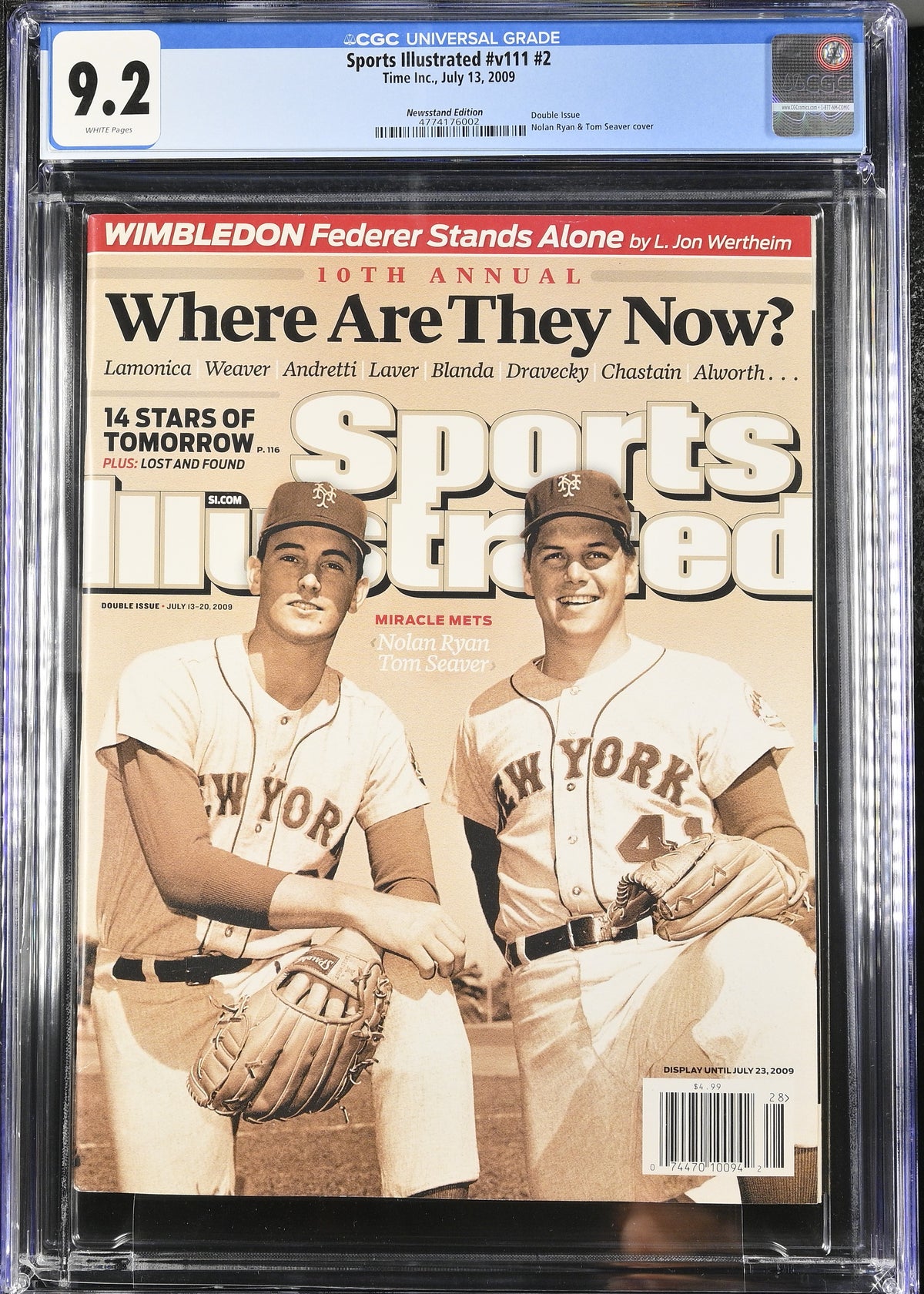 2009 Sports Illustrated Graded Magazine CGC 9.2 Newsstand Nolan Ryan & Tom Seaver Cover