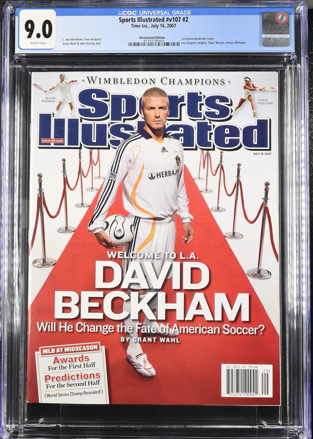 2007 Sports Illustrated #v107 #2 Graded Magazine CGC 9.0 Newsstand 1st David Beckham Cover