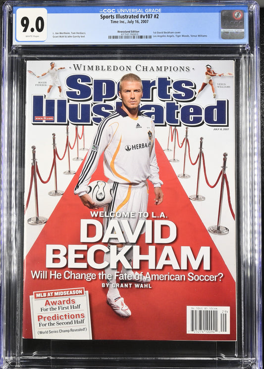 2007 Sports Illustrated #v107 #2 Graded Magazine CGC 9.0 Newsstand 1st David Beckham Cover