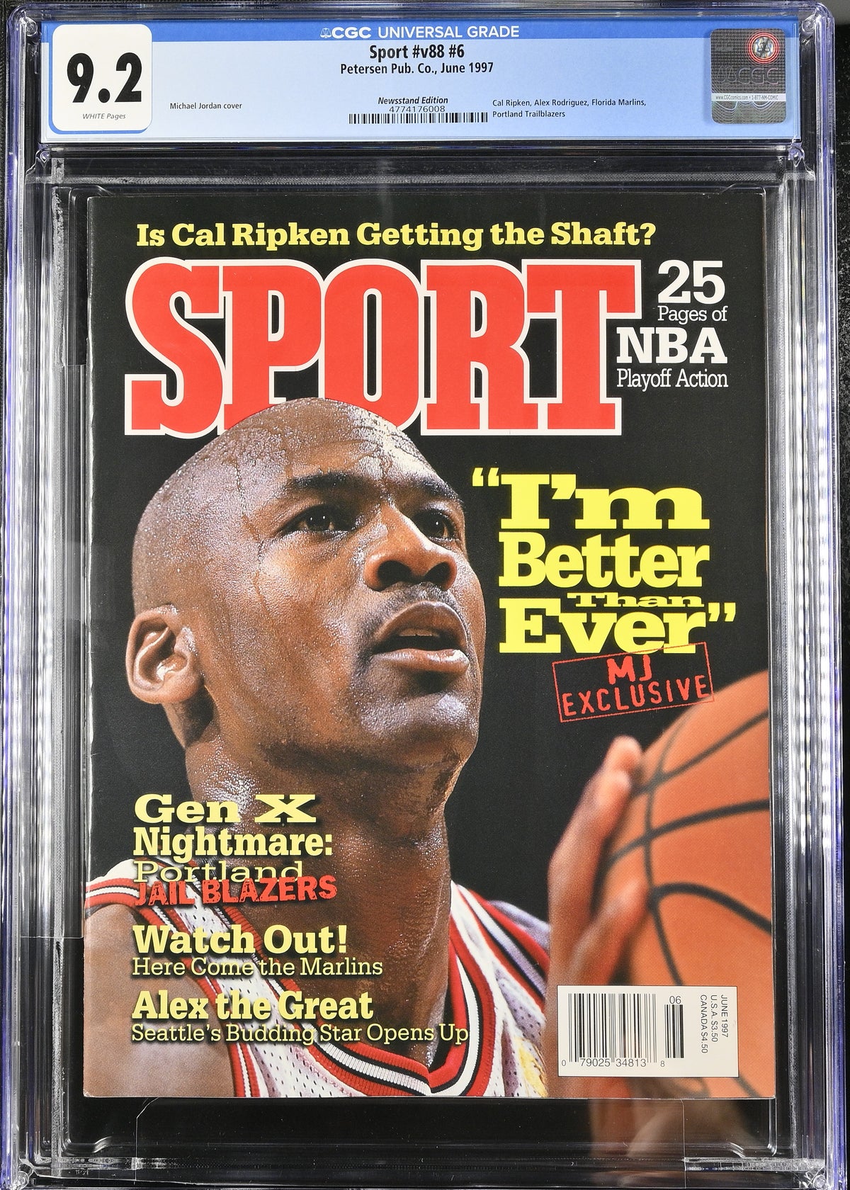 1997 SPORT Magazine #v88 #6 - Michael Jordan Cover - CGC 9.2 Graded Newsstand Edition